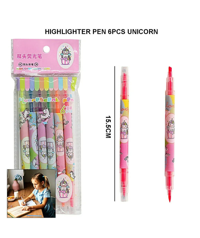 (Buy 1 Get 1 Free ) Unicorn Dual-Tip Highlighter Pen | Pack of  6 pens