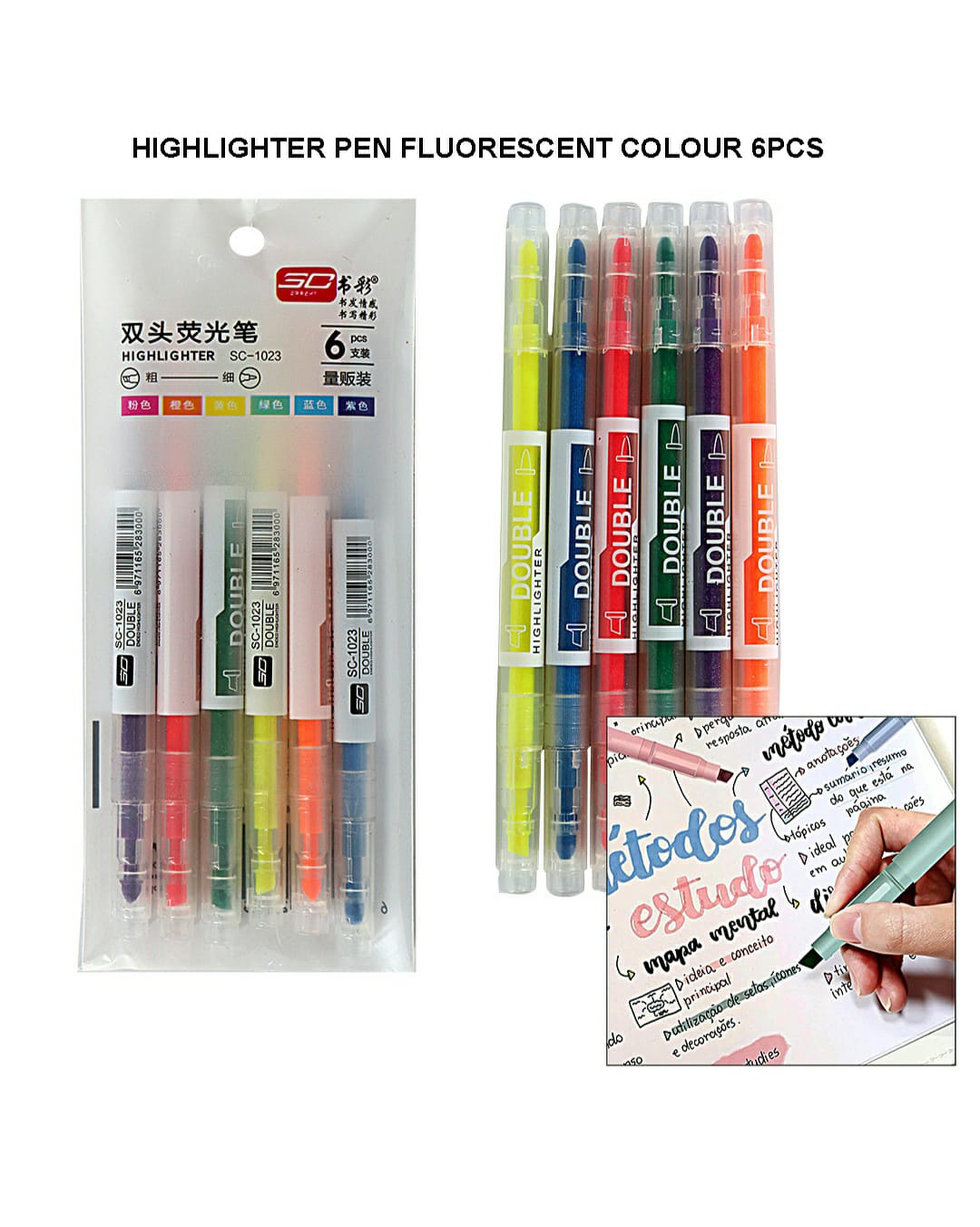 Highlighter Pen Fluorescent Colour 6Pcs Sc1023 | INKARTO