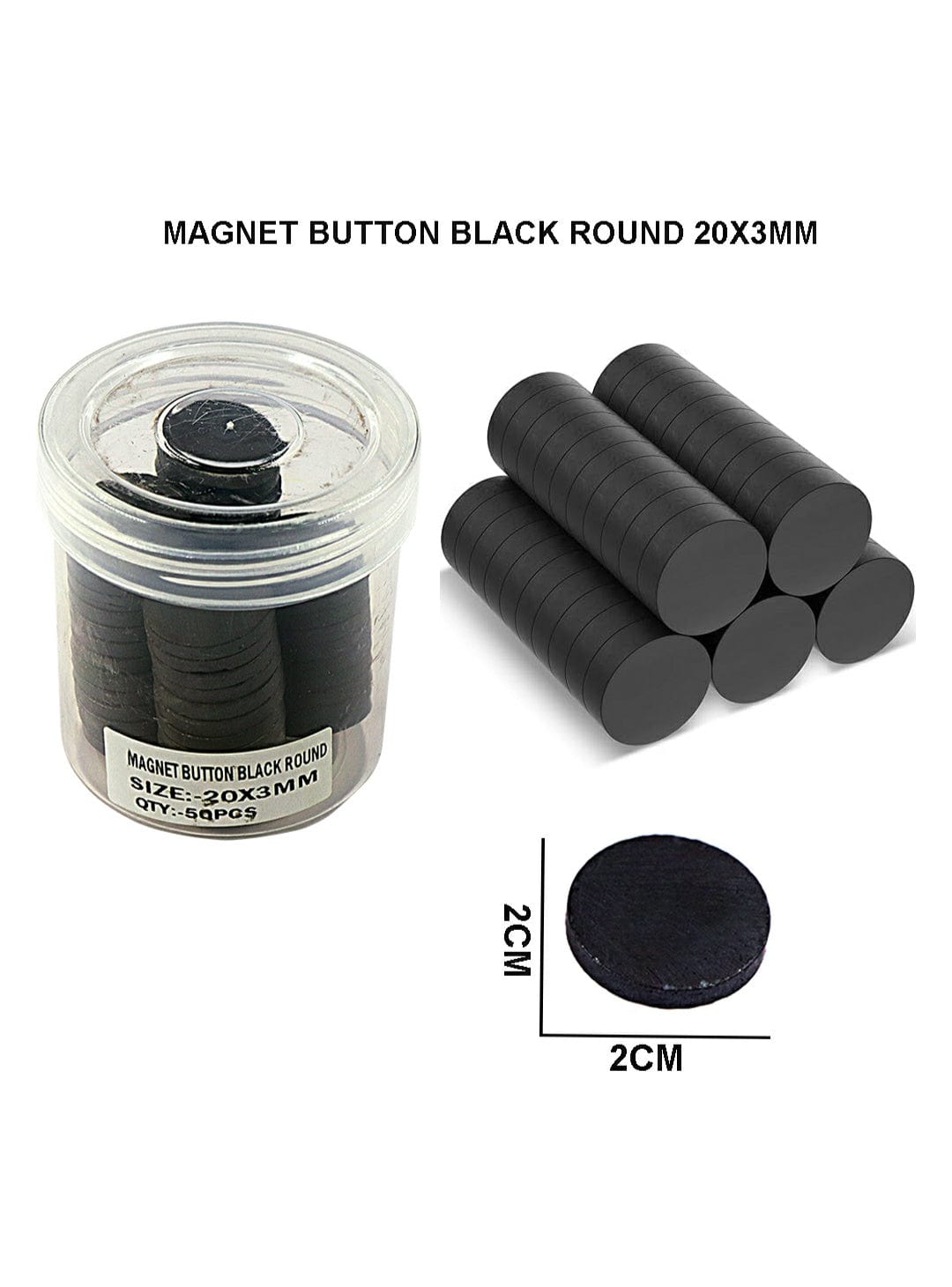 Magnet Button Black Round 20X3Mm 50Pcs Raw20X3 | INKARTO