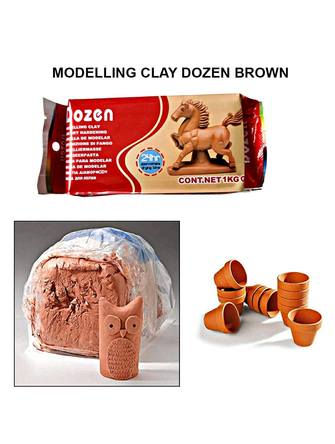 Modelling Clay Dozen Brown B1000 | INKARTO