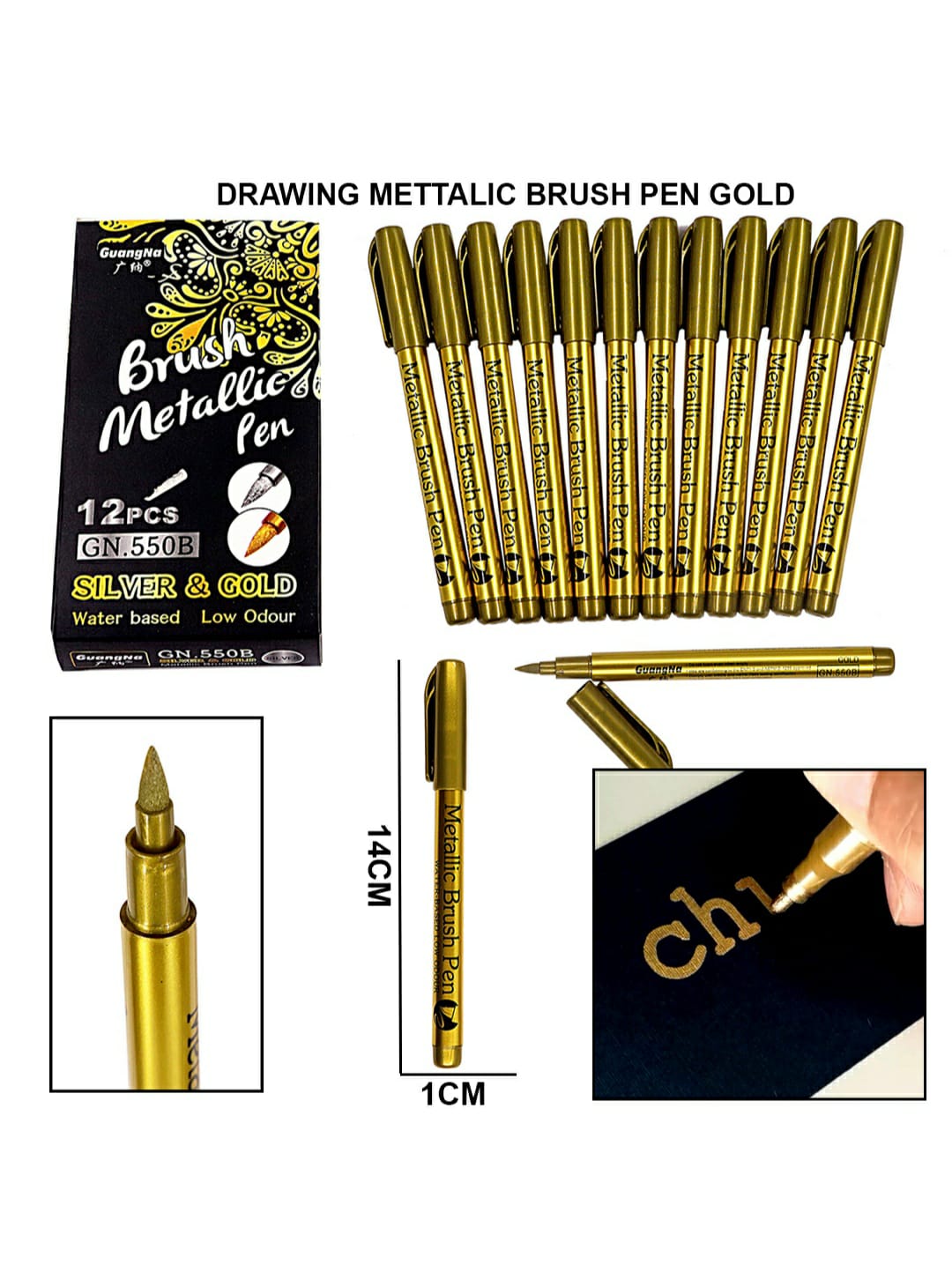 Mettalic Brush Pen Gold Gn550B-Gd | INKARTO