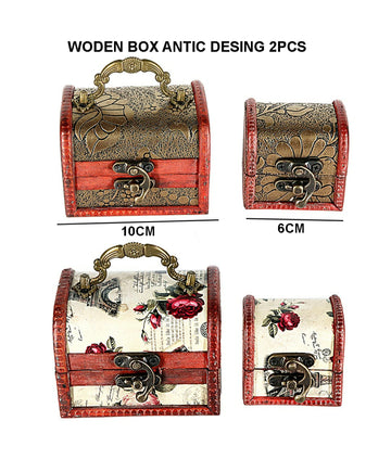 Wooden Box Antic Design 2Pcs Raw4267 | INKARTO
