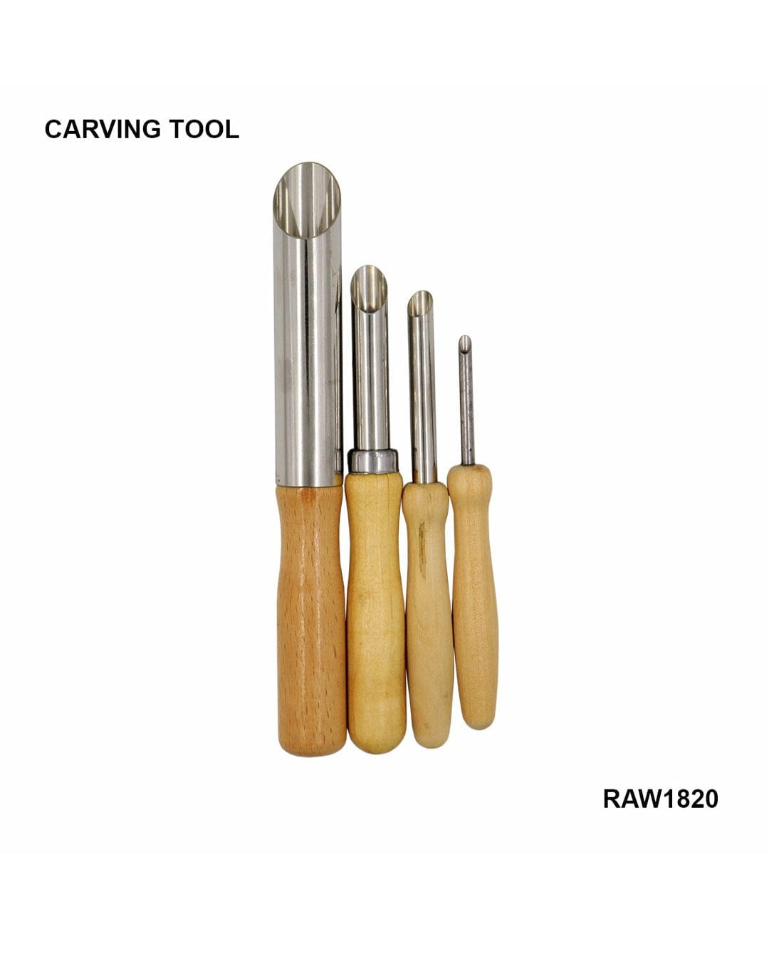 Wooden Carving Set 4Pcs Round Raw-1820 | INKARTO