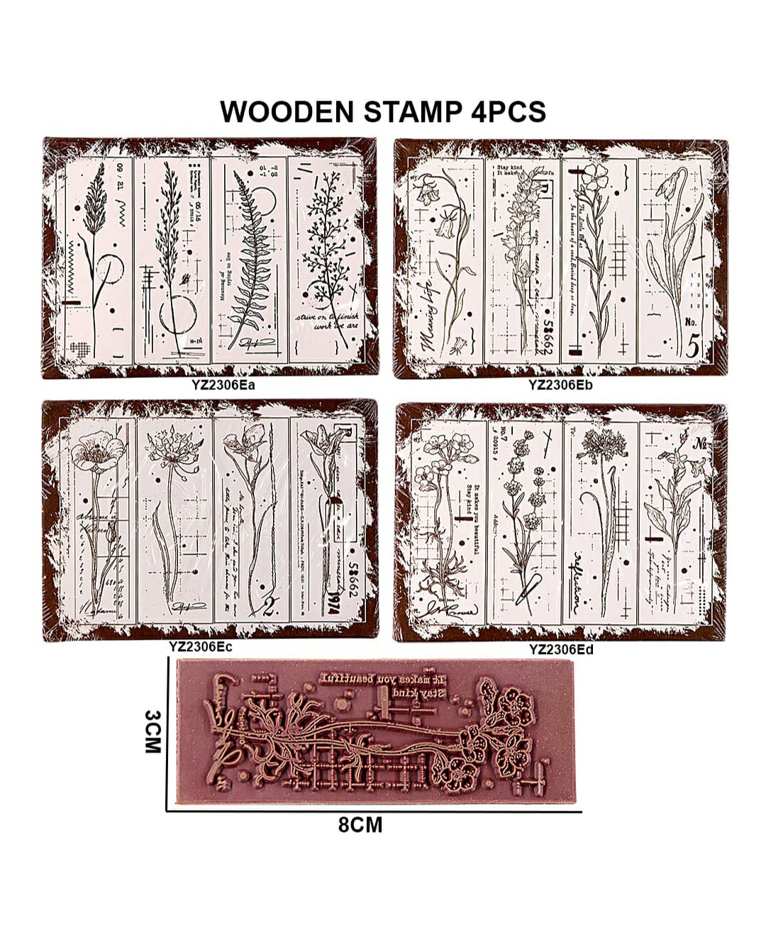 Wooden Stamp 4Pcs 325 Yz2306E | INKARTO