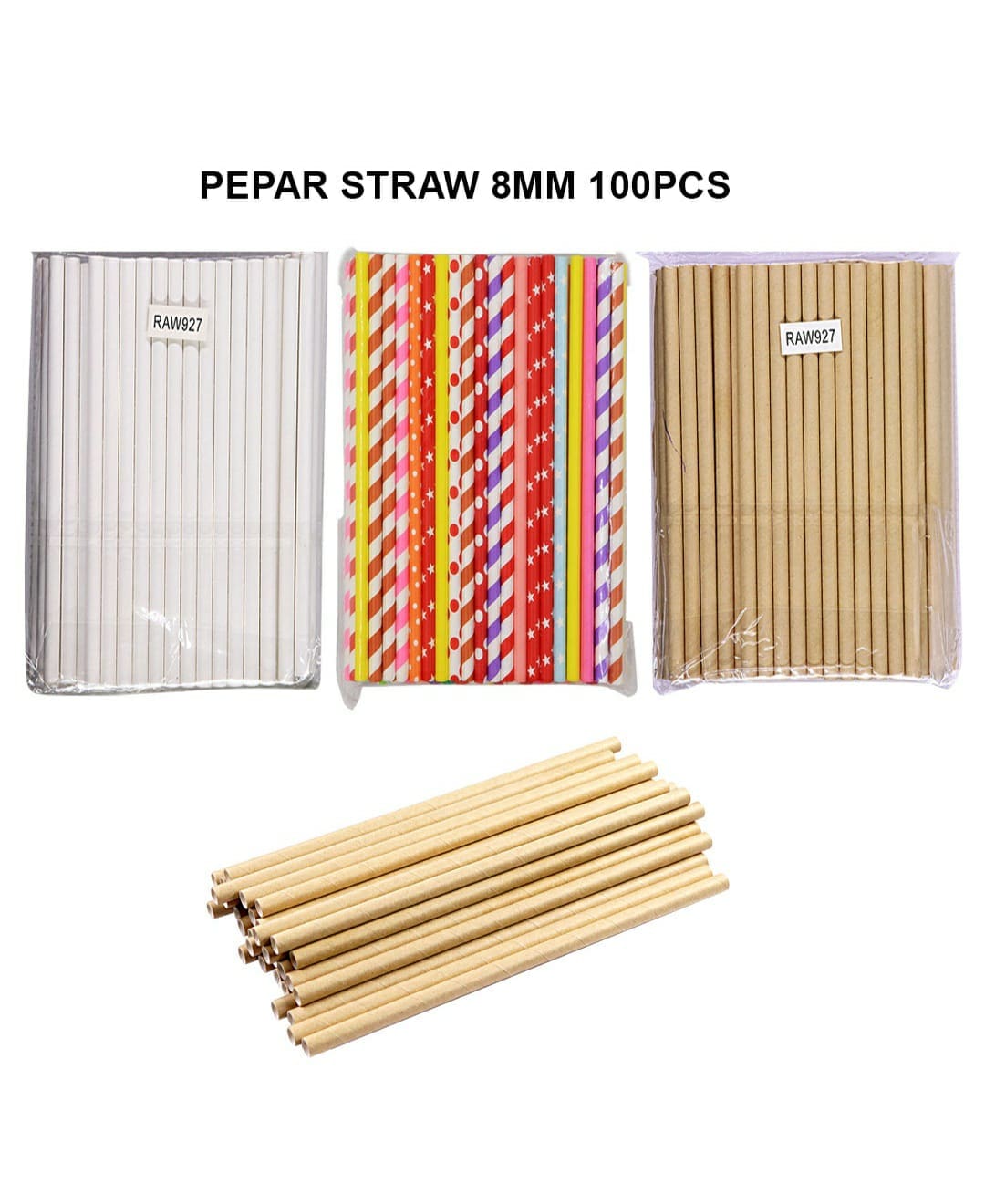 Paper Straw 8Mm 100Pcs Raw927 | INKARTO