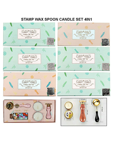 Stamp Wax Spoon Candle Set 4In1 Raw775-D | INKARTO