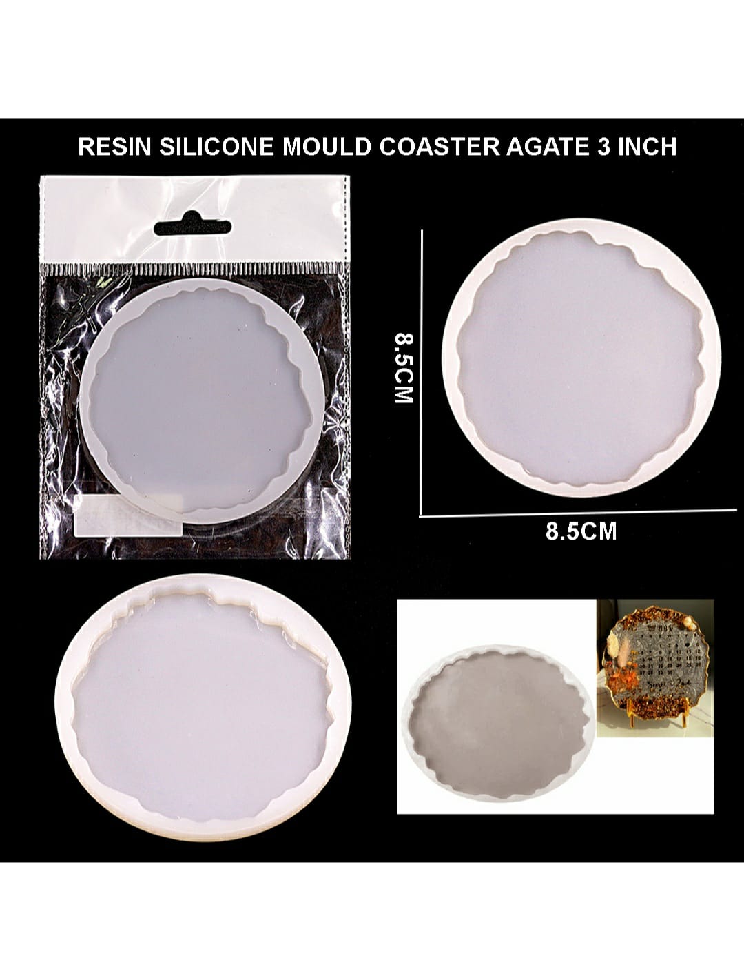 Resin Silicone Mould Coaster Agate 3Inch Raws-522 | INKARTO