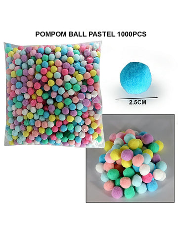 Pompom Ball Pastel 2.5Cm 500Pcs Raw4319