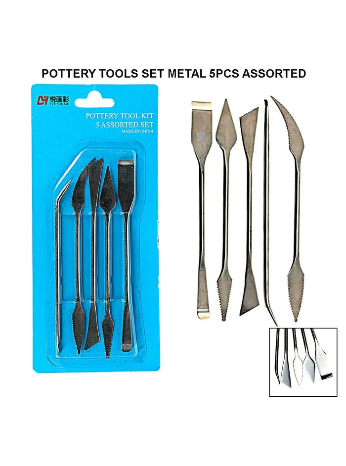 Pottery Tools Set Metal 5Pcs Assorted Raw-008 | INKARTO