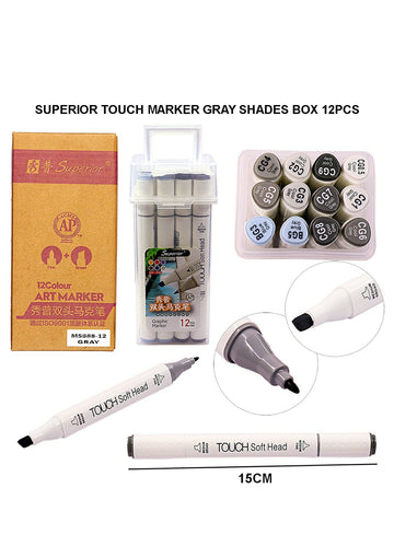 Superior Touch Marker Gray Shades Box 12Pcs Ms888-12Gr | INKARTO