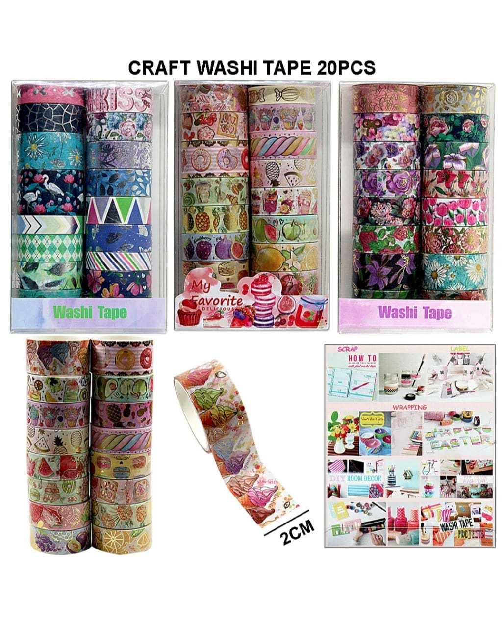 Washi Tape 20Pcs Raw4120 | INKARTO