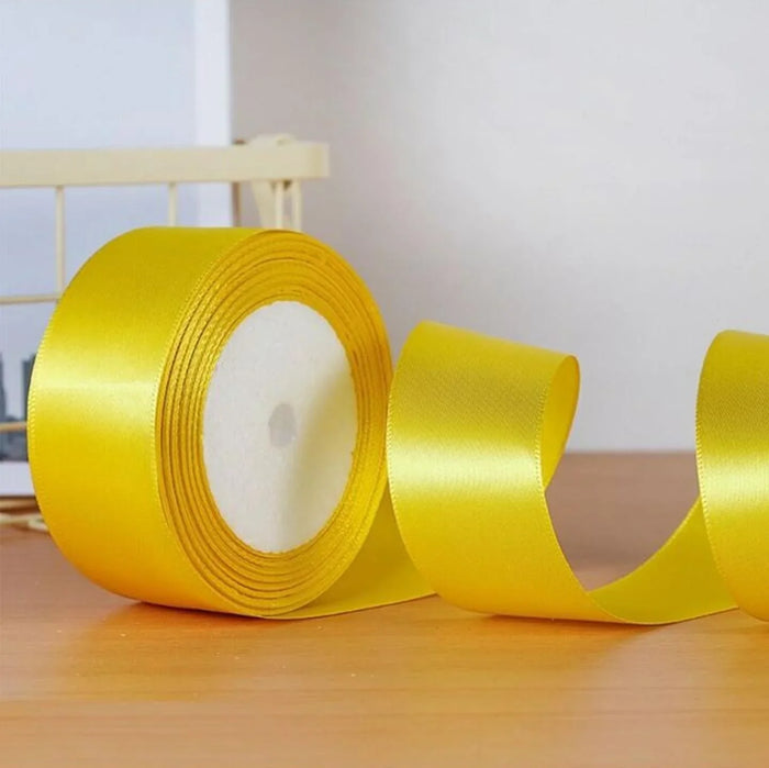 Yellow Premium 1.5 inch double faced satin ribbon l Pack of 1 (10 meters)