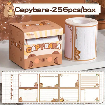 Cute Capybara peel Off sticky notes I Pack of 1 (256 pcs roll )