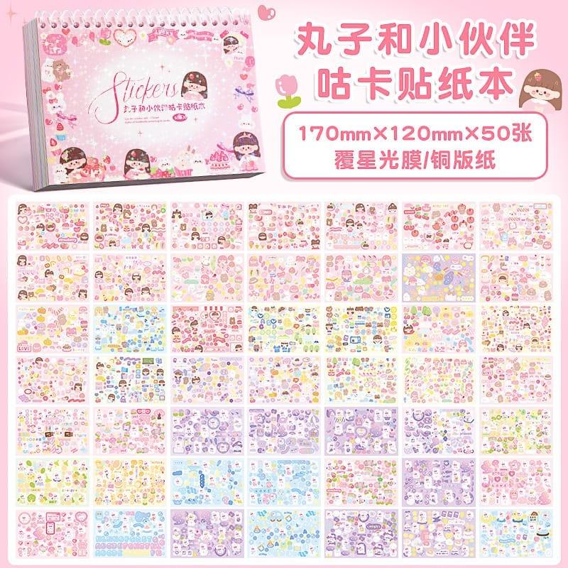 Cute journal sticker book I Pack of 50 sheets containing stationery stickers
