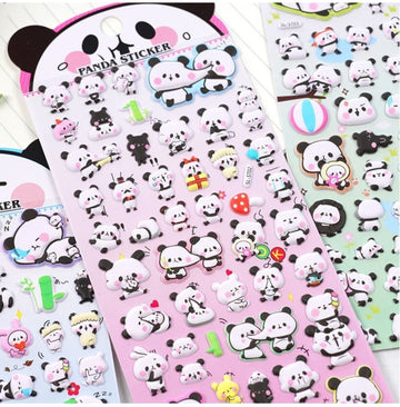 Cute puffy Panda sticker- pack of 1 sheet