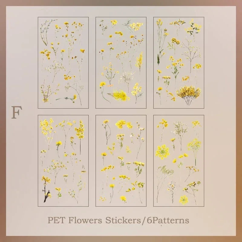 Natural dried flower Sheet stickers for Journaling & Resin (Pack of 6 pcs)