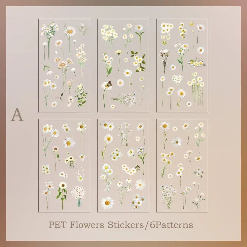 Natural dried flower Sheet stickers for Journaling & Resin (Pack of 6 pcs)