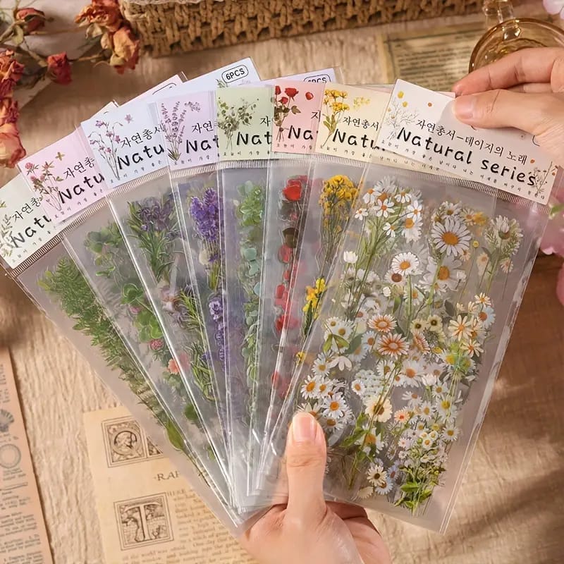 Natural dried flower Sheet stickers for Journaling & Resin (Pack of 6 pcs)