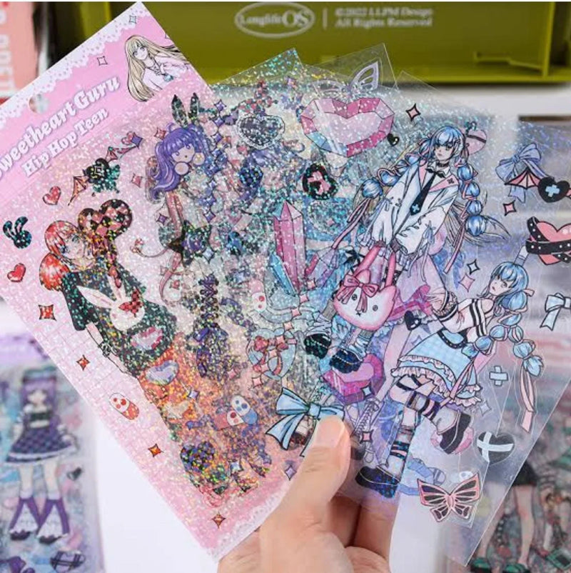 (Buy 1 Get 1 Free) Cute Anime girls  waterproof pet sticker for journaling and scrapbooking- Pack of 6 sheets