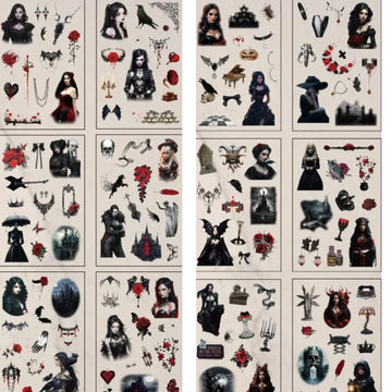 Gothic theme sticker for journaling and scrapbooking | Pack of 6 sheets