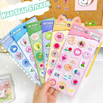 Kawaii wax seal Stickers - 18 seal stickers for Sealing envelops and crafts