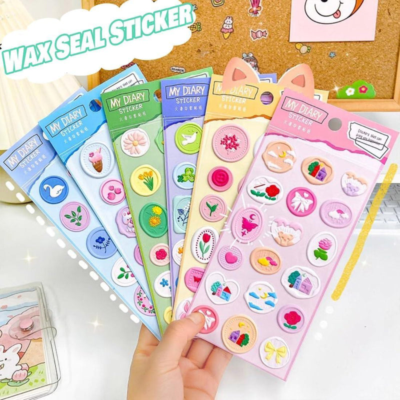(Buy 1 get 1 free ) Kawaii wax seal stamp Stickers - 18 seal stickers for Sealing envelops and crafts
