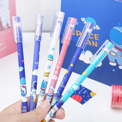 Pack of 4 pens| Space Erasable blue Gel Pens printed with checked designs | Journal Pens