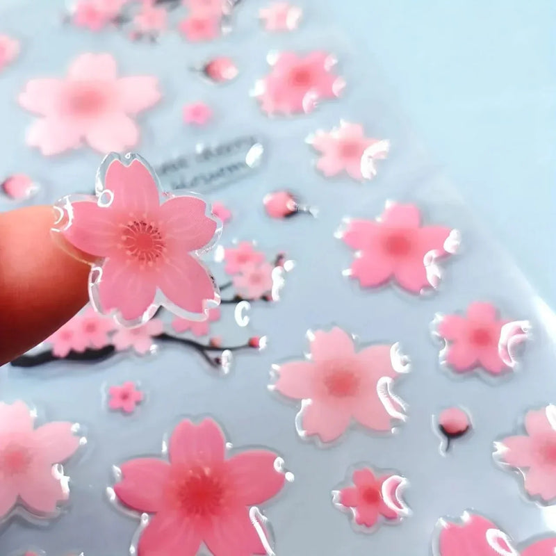 (Buy 1 Get 1 Free) Cherry blossom 3d decorative sticker for journaling and scrapbooking  -Pack of 1 sheet