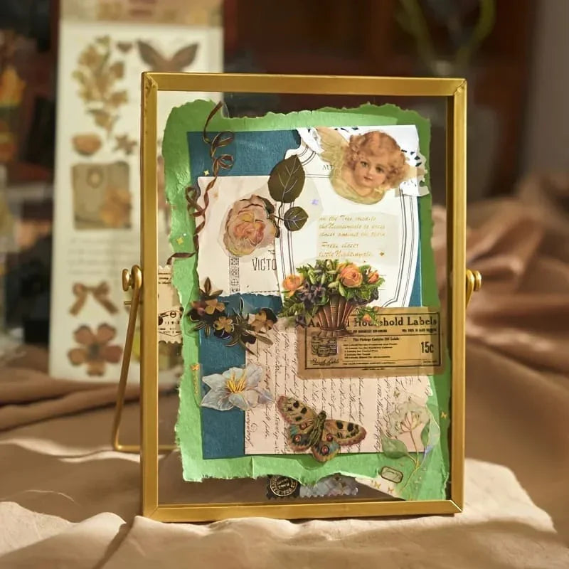 Journaling sticker retro type of floral theme Sheet (Pack of 6 sheets)