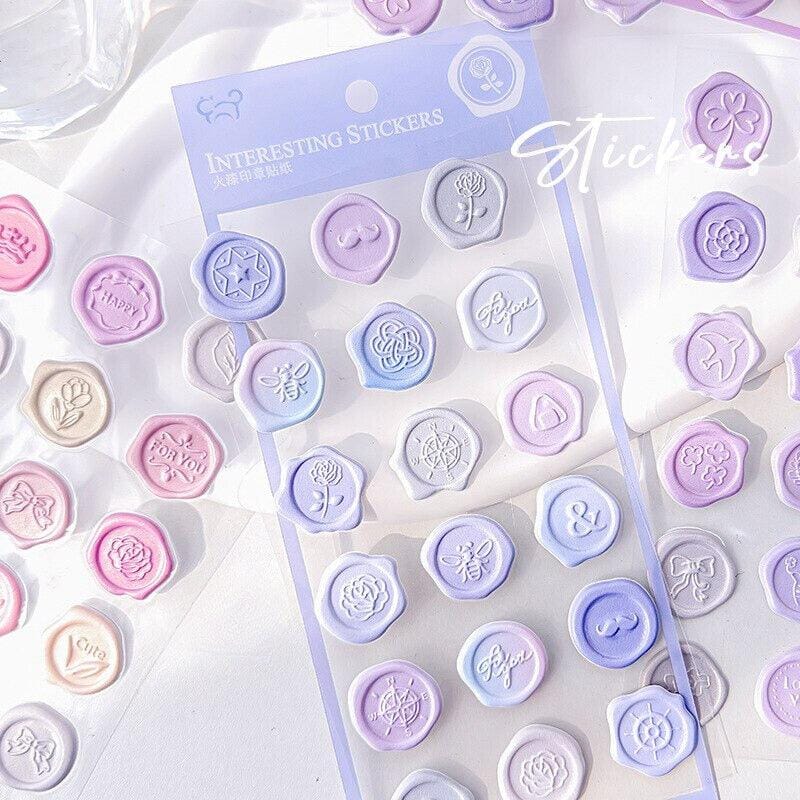 Pastel dreamy wax stamp sticker- pack of 1 sheet