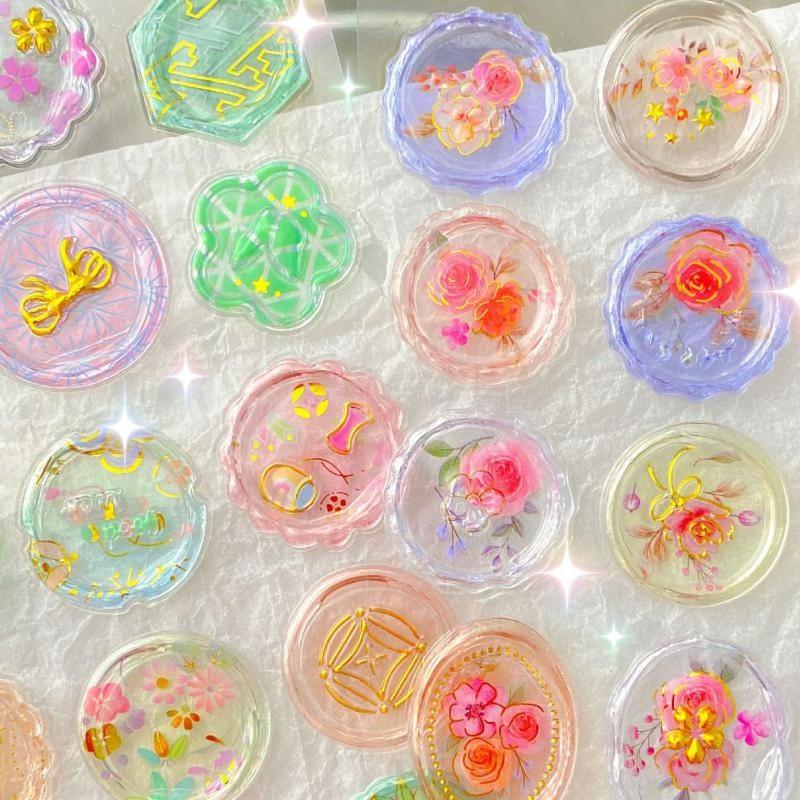 Floral Transparent wax stamp sticker- pack of 1 sheet