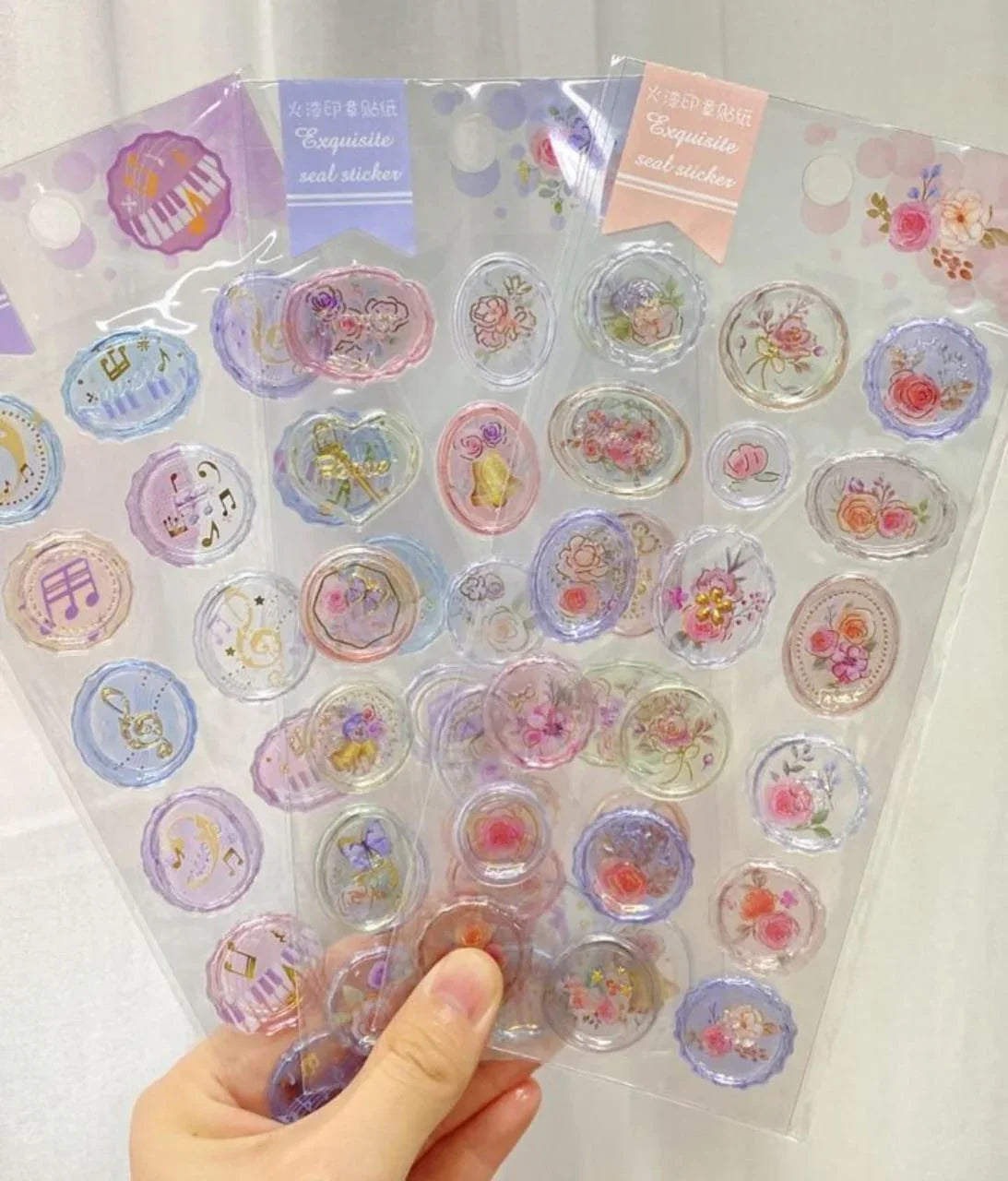 Floral Transparent wax stamp sticker- pack of 1 sheet