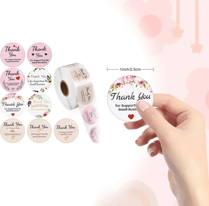 (JUMBO ROLL) Thank you labels for your small business (500 Labels) 1inch CDA284