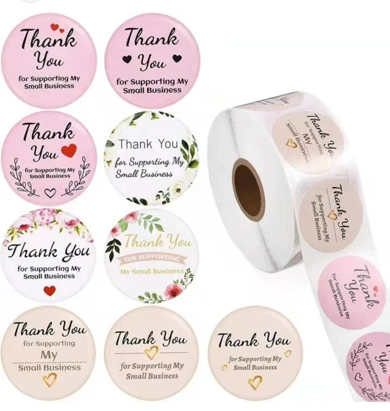 (JUMBO ROLL) Thank you labels for your small business (500 Labels) 1inch CDA284