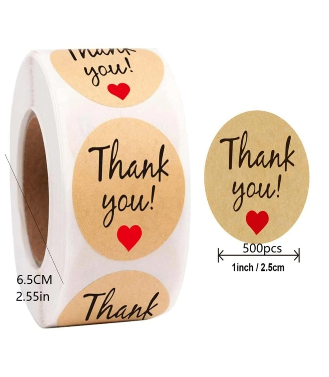 (JUMBO ROLL) Thank you labels for your small business (500 Labels) 1inch