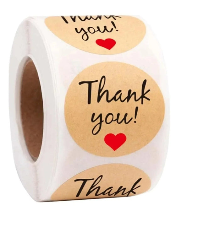 (JUMBO ROLL) Thank you labels for your small business (500 Labels) 1inch