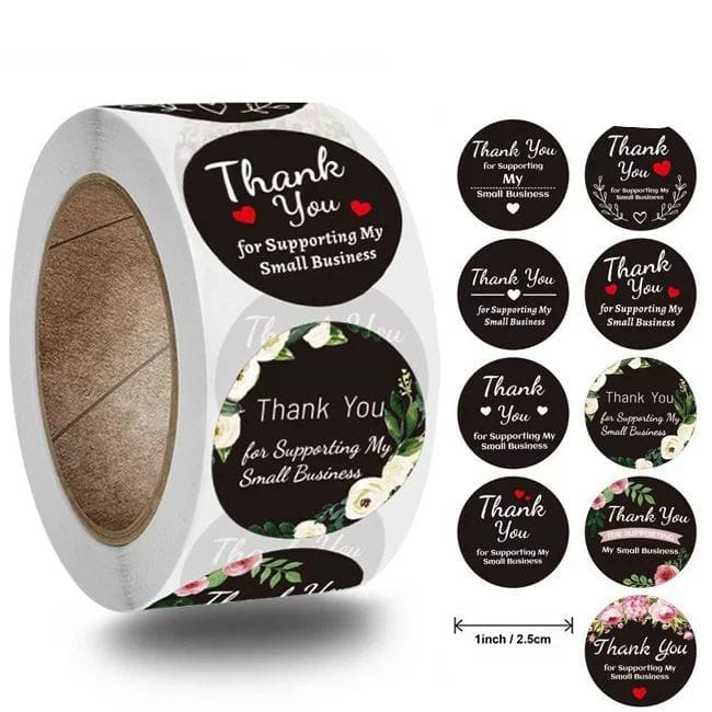 (JUMBO ROLL) Thank you labels for your small business (500 Labels) 1in