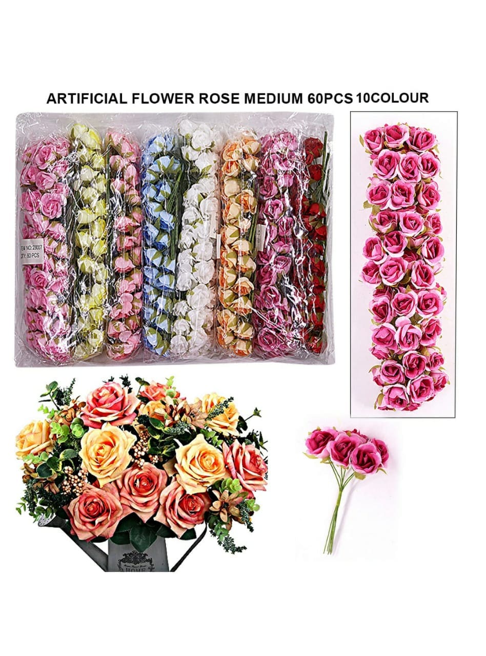 Artificial Flower Rose Medium 60Pcs 23007 Raw4223