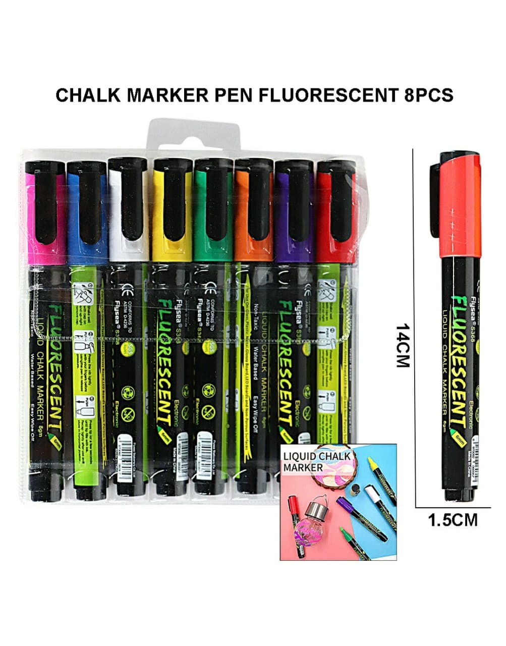 Chalk Marker Pen Fluorescent 8Pcs S368-8