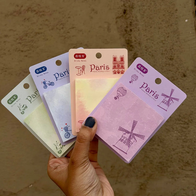 Pastel Paris theme sticky notes l 3x 3 (pack of 75 sheets)