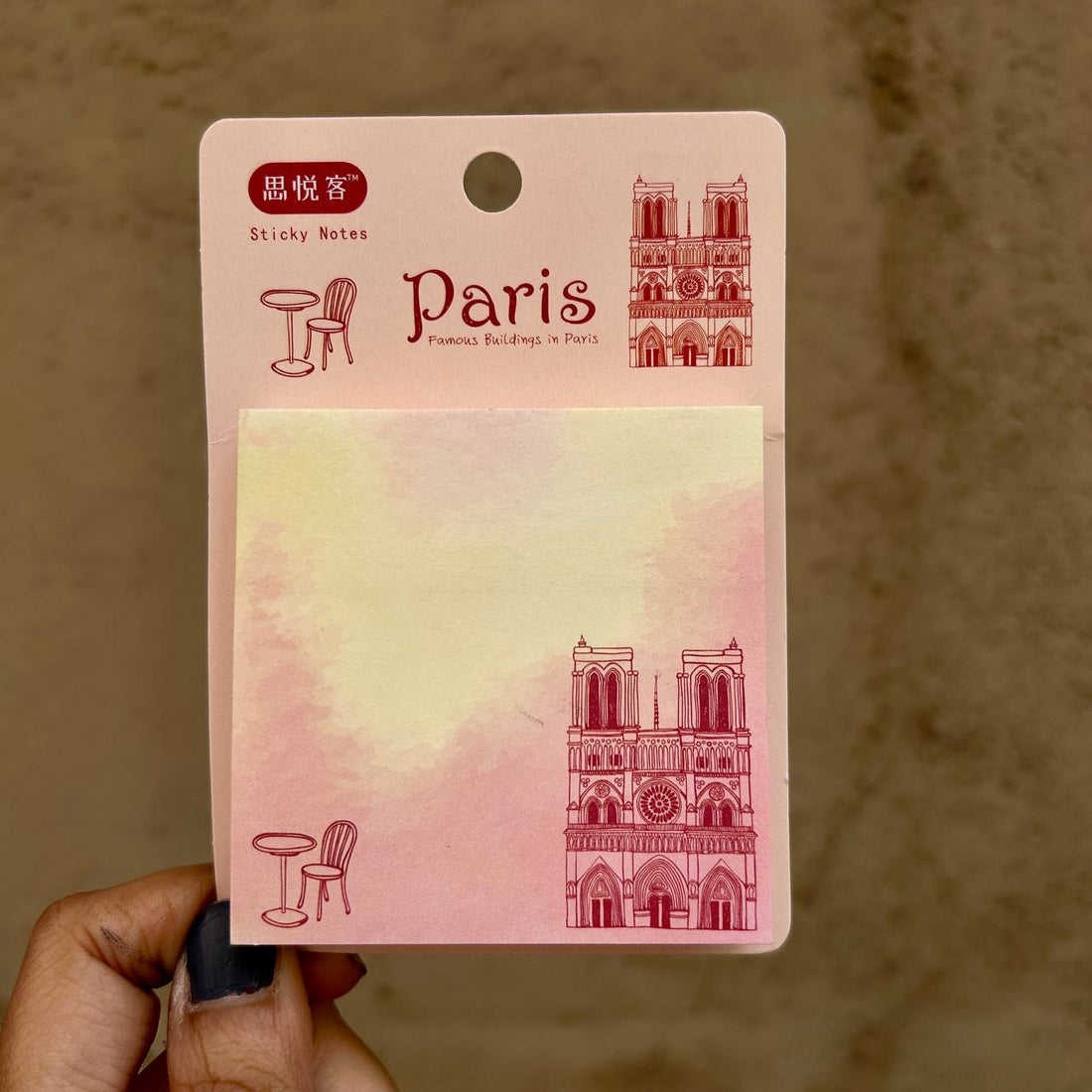 (Buy 1 Get 1 FREE)  Pastel Paris theme sticky notes l 3x 3 (pack of 75 sheets)