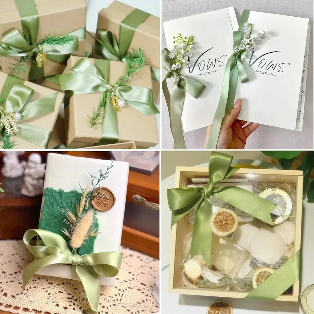 Premium 1.5 inch Satin Ribbon -Sage green