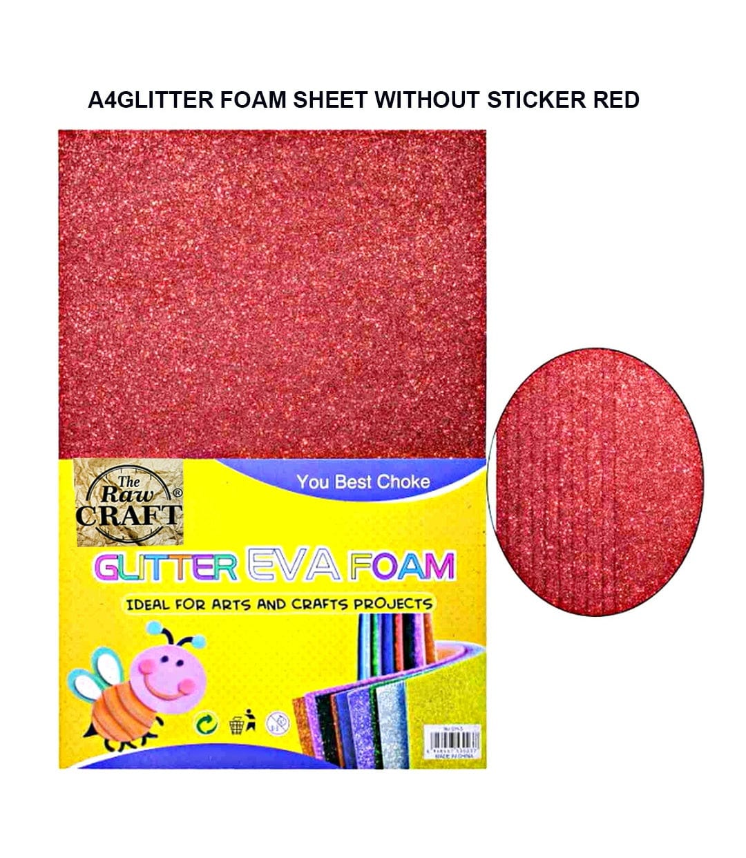 A4 Glitter Foam Sheet Without Stick Red Ch3A4Red Contains 10 Sheet