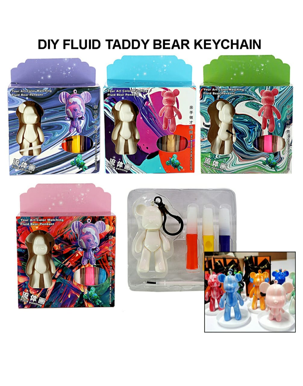 Diy Fluid Taddy Bear Keychain Ltk001