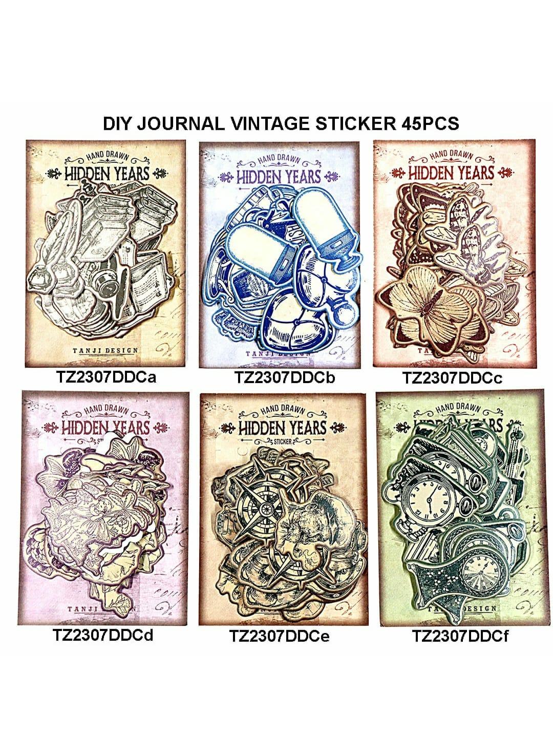 Diy Journal Vintage Sticker 45Pcs Journaling Prod Code: Tz2307Ddc