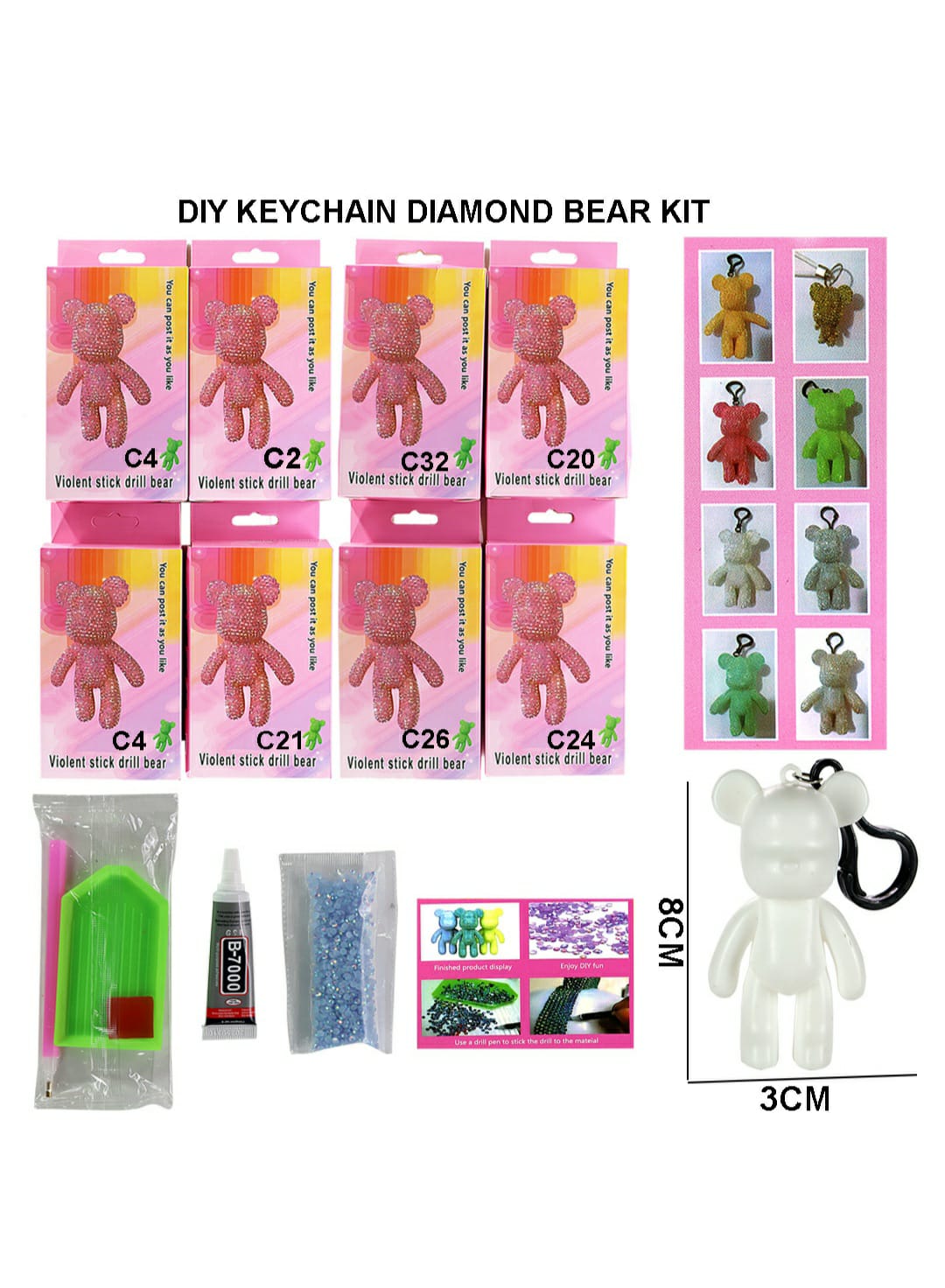 Diy Keychain Diamond Bear Kit Dzx01