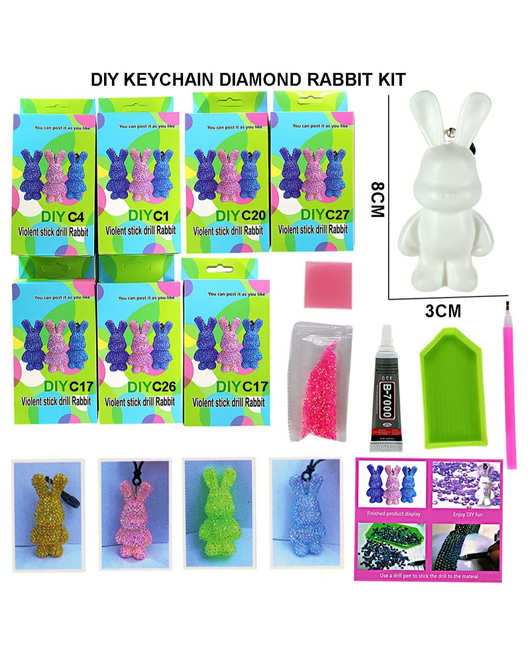 Diy Keychain Diamond Rabbit Kit Dzx04