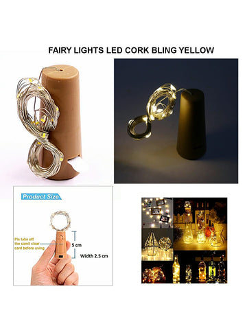 Fairy Lights Led Cork Bling Yellow Raw4277 | INKARTO