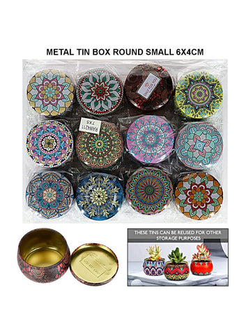 Metal Tin Box Round Small 6X4Cm Raw4211