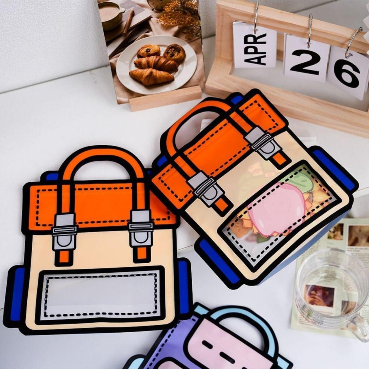 3D Pastel school bag ziplock Transparent bag- Pack of 1 bag